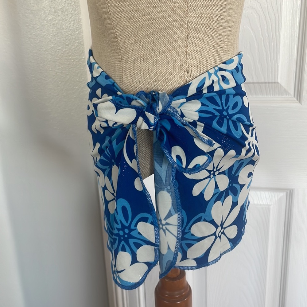 Y2K swim skirt floral cottagecore mod blue girls size 10 - Picture 5 of 9